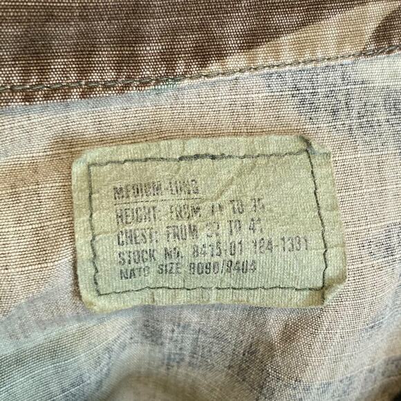 Vintage 70s US Army Brown Military Green Camo Button Up Cotton Jacket Sz Medium - Picture 8 of 16